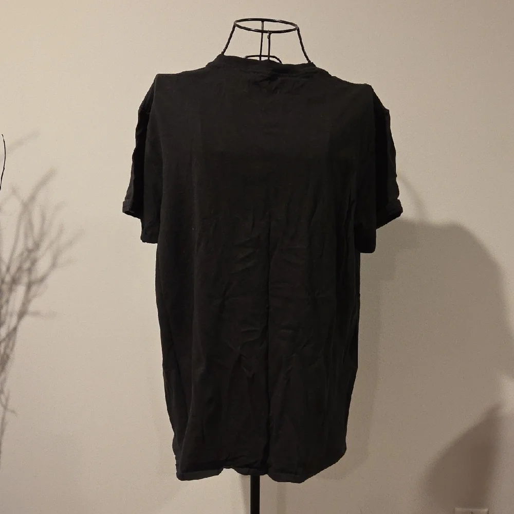 Vans Black 'Off The Wall' Palm Graphic Tee with Yellow & Pink Print - Picture 2 of 3